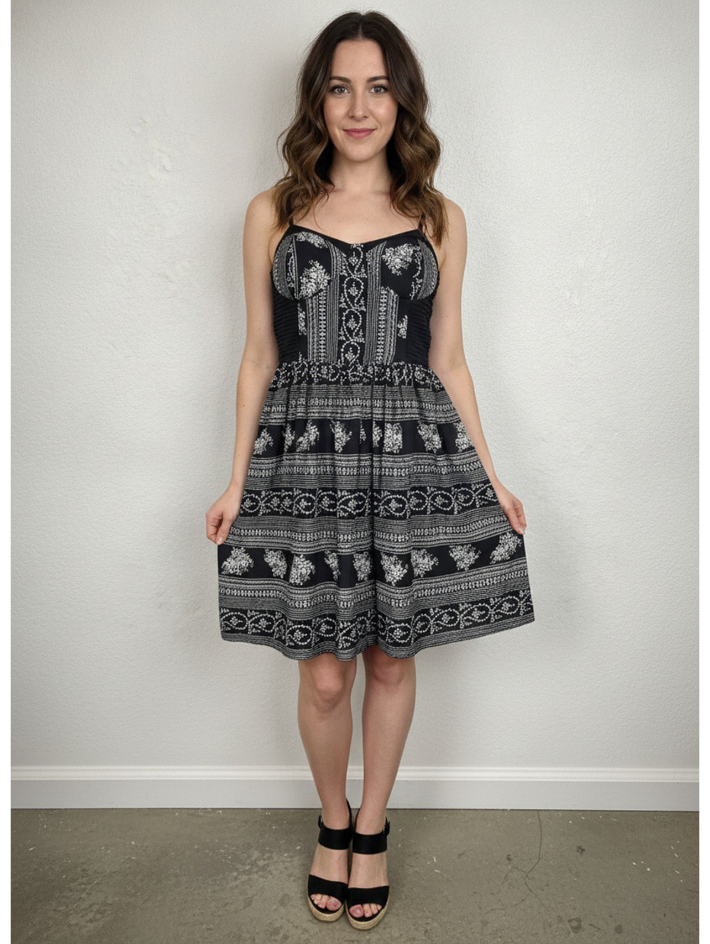 Anthropologie Band of Gypsies Black White Mini Dress